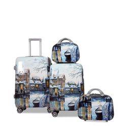 Polo Class Set of 5 Blue & White Printed Trolley Suitcase With Vanity Bag-picture-14