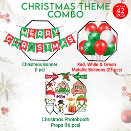 zyozique Red, Green Merry Christmas Decorations Banner, Photo Booth Props, Balloons (Set of 42) image 2