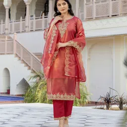 skylee Women Net Kurta Pant Dupatta Set-picture-23