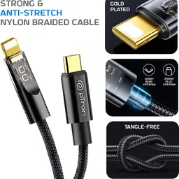 PTron Lightning Cable 3 A 1 m Unbreakable Nylon Braided Pace image 4
