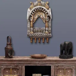 craft tree Solid Wood Chajja Jharokha in Rich Golden Colour in Height 27''-picture-36