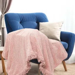 sashaa world Pink Soft Chenille Polyester 51x71 Inches Sofa Throw image 1