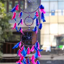 bs amor Wall Hanging Handicraft|Home Decor | Decorative Shopiece | Multicolour Length 65 cm (Pack Of 1) (Red Black) Feather, Iron Dream Catcher-picture-33