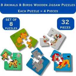 primitoys Wooden Animals & Birds Puzzle for Kids - Jigsaw Animal & Bird Puzzle (Set of 8) image 3