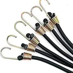 road religion Multicolor Bungee Cords, Luggage Tying Rope with Steel Hooks, Set of 2, 8 feet Bike Crash Guard Rope image 2