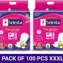selesta 100% Cottony Fluffy with Wings (XXXL) Maxi pack Of 2 Sanitary Pad image 1