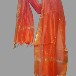 Jacquard Woven Orange Women Dupatta-image-52