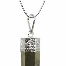 shubh sanket vastu Natural Healing Pyrite Pendant Pencil Shape Crystal Stone Pendant Locket with Metal Chain Crystal Stone Pendant Crystal Stone Pendant-picture-15