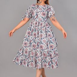 FCV Floral Printed Cotton Flared Maternity Dress-picture-45