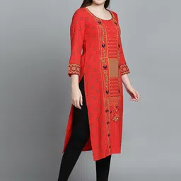 True Shape Geometric Printed Straight Maternity Kurta image 2