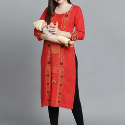 True Shape Geometric Printed Straight Maternity Kurta image 3