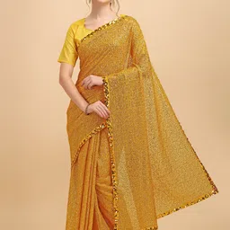 Sangria Shinny Sequinned Embellished Saree With Blouse Piece image 1