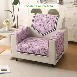 Velvet 1 Seater Sofa Floral Cover-image-8