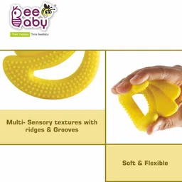 beebaby Banana Shape Silicone Teether for Baby with Carry Case, BPA Free, 3M+, Yellow Teether image 3