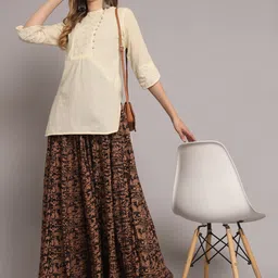 nypa Women Printed Flared Brown Skirt image 5