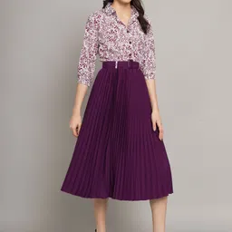 zwerlon Women A-line Purple Midi/Calf Length Dress image 5