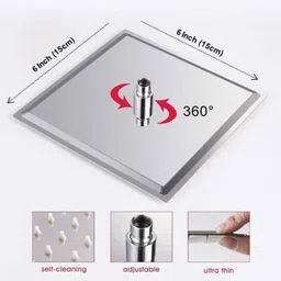 kamal Rain Shower Ultra Slim Square 6x6 Inch 150mm (Set of 2) (Only Showerhead) Fixed Mount image 5