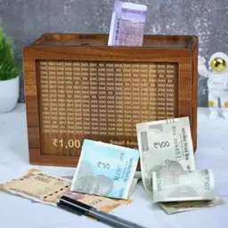 wynx Money Saving Box | 1 Lakh Wooden Money Bank Piggy Bank for Kids Coin Bank-picture-19