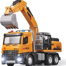 1:24 Die-Cast Excavator Crane [Mustard] Openable Doors, Lights & Shock Absorbers-image-23