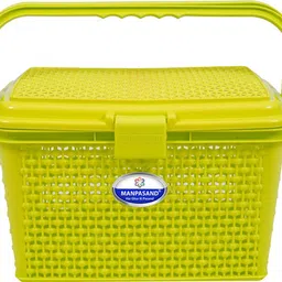 manpasand Plastic Fancy Basket with Handles & Lid | Durable Plastic Basket for Home & Kitchen Storage Basket-picture-10