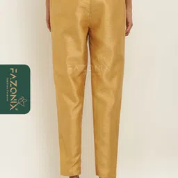 fazonix Women Regular Fit Gold Silk Blend Trousers image 2