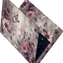 Flipkart SmartBuy Full Body Laptop Skin Sticker - Purple Flowers and Butterfly Self Adhesive Vinyl Laptop Decal 15.6-picture-33