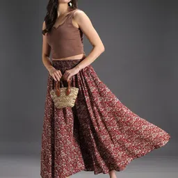 scube designs Women Flared Maroon Viscose Rayon Trousers-picture-22