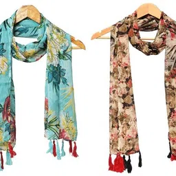 stolevilla Printed Chiffon Women Multicolor Scarf, Stole, Fancy Scarf image 1