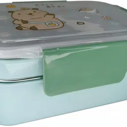 sipwip Dual Compartment Bento Stainless Steel Lunch Box with Spoon for Kids & Adults 3 Containers Lunch Box image 4