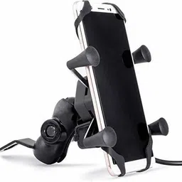 auto carfog universal bike cell phone spider bike multi-functional mobile holder x grip handlebar with free connector usb data cable- Black Bike Mobile Holder image 1