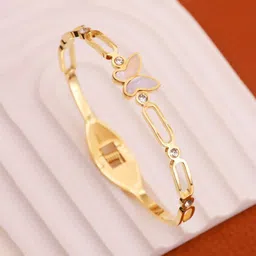 Designs & You Stainless Steel Gold-Plated Bangle-Style Bracelet image 1
