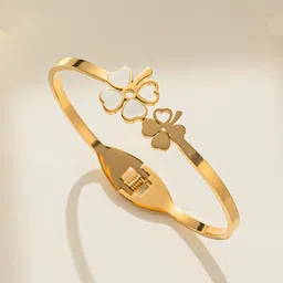 Designs & You Mother of Pearl Stainless Steel Gold-Plated Bangle-Style Bracelet image 2