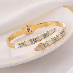 Designs & You Women Mother of Pearl Gold-Plated Bangle-Style Bracelet image 3