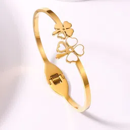 Designs & You Mother of Pearl Stainless Steel Gold-Plated Bangle-Style Bracelet image 3