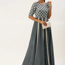 Ethnovog Black Georgette Maxi Dress-image-0