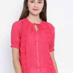 Moda Elementi Tie-Up Neck Shirt Style Top-image-21
