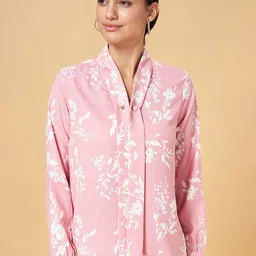 Annabelle by Pantaloons Floral Print Cuffed Sleeves Shirt Style Top-picture-34