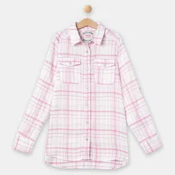 R&B Checked Shirt Style Pure Cotton Top-picture-24
