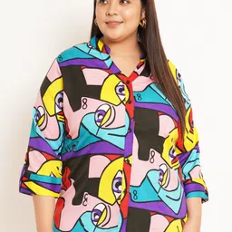 U&F Beyond Plus Size Abstract Printed Shirt Style Top-picture-37