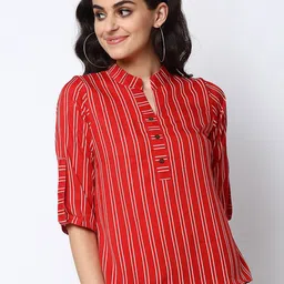Sayesha Striped Crepe Shirt Style Top-picture-10