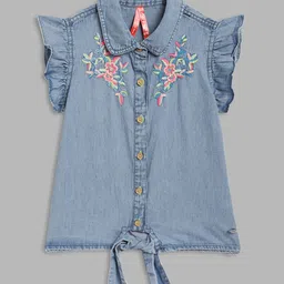 Blue Giraffe Girls Blue Shirt Style Top-image-60