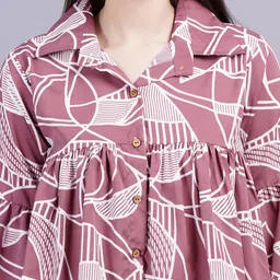 HIGHLIGHT FASHION EXPORT Geometric Print Bell Sleeve Shirt Style Top image 2