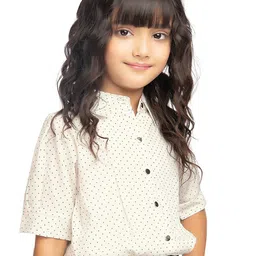 Tiny Kingdom Girls Micro Disty Polka Dots Pattern Shirt Collar Top image 5