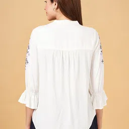 Honey by Pantaloons Floral Printed Mandarin Collar Bell Sleeves Shirt Style Top image 4