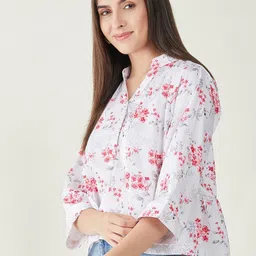 Bitterlime Floral Printed Shirt Style Top image 2