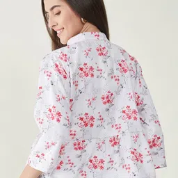 Bitterlime Floral Printed Shirt Style Top image 4