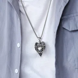 p. r. prints Mens Cool Gothic Tribal Stainless Steel Hawk Eagle Pendant Necklace Silver Stainless Steel Pendant Set-picture-21