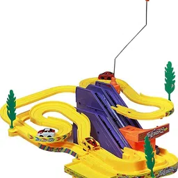 manaki enterprise Track Racer Racing Car Set with4 Miniature Cars Rotating Helicopter &Thrilling image 1