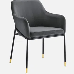 casacraft from pepperfry Modde Velvet Dining Chair In Grey Colour image 3