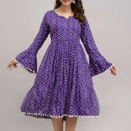 lawisu Women Fit and Flare Purple Below Knee Dress-picture-11